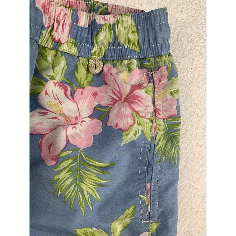 Vtg Polo Ralph Lauren Mens Swim Shorts Large Blue Swim Trunks Floral Tropical